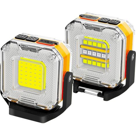 Lampara De Trabajo - 48 Led + 4 Led Rgb - Recargable Por Usb-c - Imán Potente - Batería Interchangeable - 5-15 H De Autonomía - Para Taller Garaje Exterior (1/5)