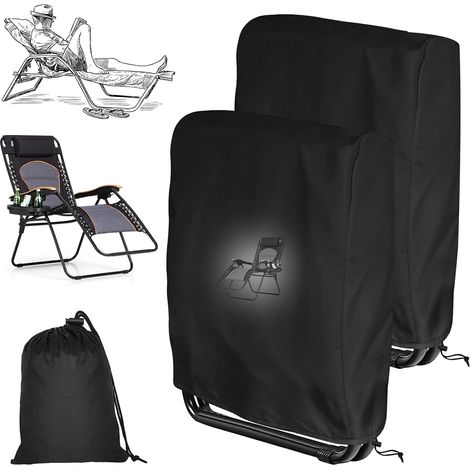 2 Stück Klappstühle Schutzhülle, Gartenstuhl Schutzhülle Gartenstühle Abdeckung Wasserdicht Winterfest UV-Beständiges Aus 210d Oxford Gewebe Geeignet Für Klappstühle Deckchair, Inklusive Tragetasche (1/5)