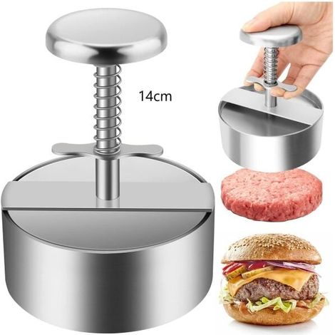 Presse à Burger, 304 Acier Inoxydable Presse à Hamburger, Ajustable Steak Haché Presse à Burger, Facile à Utiliser, Antiadhésive Presse à Hamburger pour Réunion de Famille, Fête-14cm (1/5)
