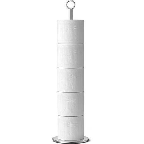 Porte-papier toilette autoportant avec fonction de réserve - Support de papier toilette en acier inoxydable pour salle de bain - Peut contenir 4 à 6 rouleaux (1/5)