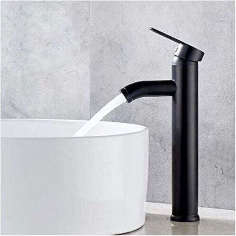 Mitigeur de lavaboRobinet de salle de bain, robinet de lavabo noir, robinet de haute qualité, robinet de salle de bain, résistant à l'usure, adapté pour un diamètre intérieur de 32 mm à 42 mm (1/4)