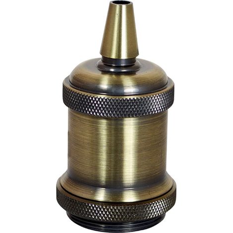 Douille métal E27 filetée bronze antique, double bague - Tibelec (1/5)