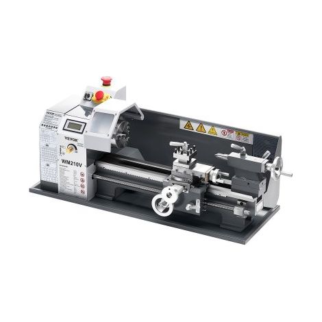 Tour à Métaux de Précision, 210x370 mm, 550 W, 0-2500 tr/min Vitesse Variable, Engrenage Métallique, pour Traitement de Pièces Précision, Filetages Impériaux Métriques, Métaux Tendres, Plastique (1/3)