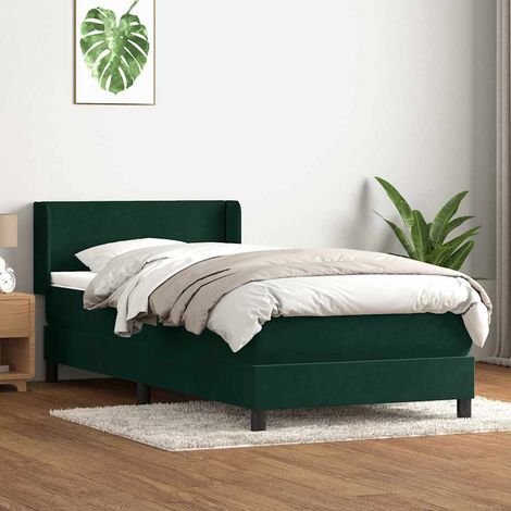 Boxspringbett mit Matratze Dunkelgrün 80x220 cm Samt