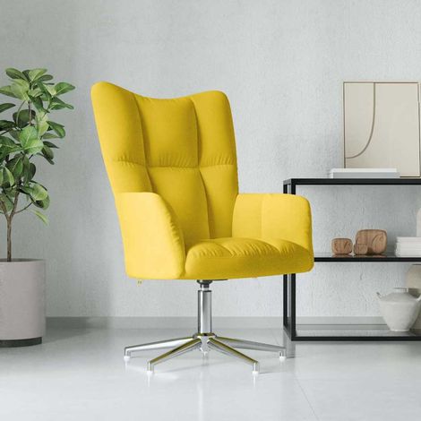 Chaise de relaxation, Chaise salon confortable, Fauteuil de Relaxation Jaune moutarde Velours WRG702818 DESIGN IN (1/5)