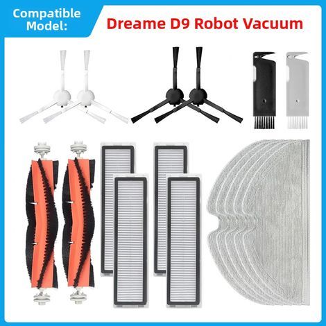 Brosse principale, brosses latérales, filtre et chiffon lavables compatibles avec le robot balai-aspirateur Dreame D9 de Mi Home (1/4)