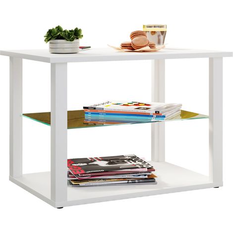 Holz Sofatisch Couchtisch Glas Wanilo M