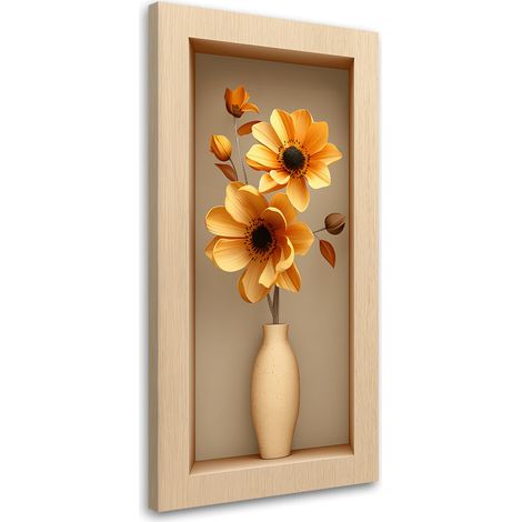 Tableau déco Fleurs dans un vase dans un renfoncement 3D 40x80 (1/4)