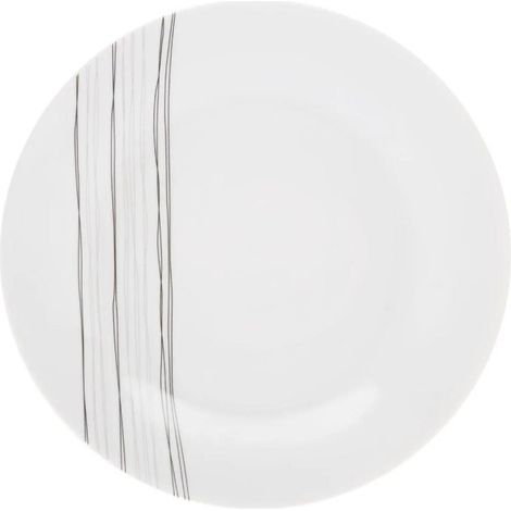 Lot de 6 assiettes plates en porcelaine 27cm – Compatible lave-vaisselle et micro-ondes – Motif lignes – Couleur blanche – Secret De Gourmet