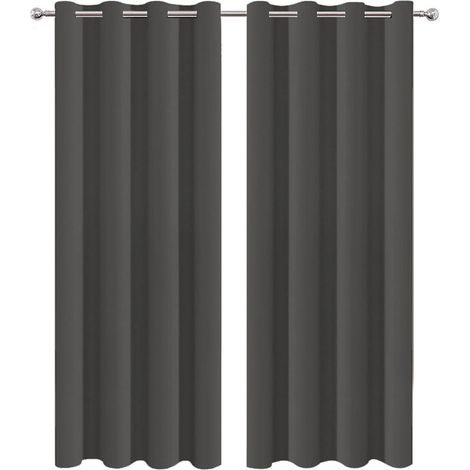 Rideaux occultants minimalistes pour chambre et salon Rideau occultant pour salon (Gris) — 107 x 160 cm (1/5)