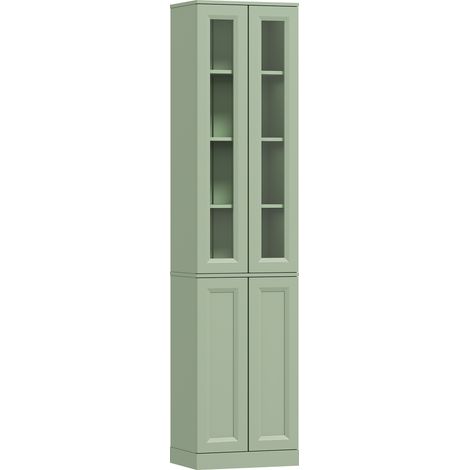 Meuble de salle de bain à 6 niveaux, unité de rangement avec 4 portes à fermeture amortie et étagères réglables, vert (1/5)