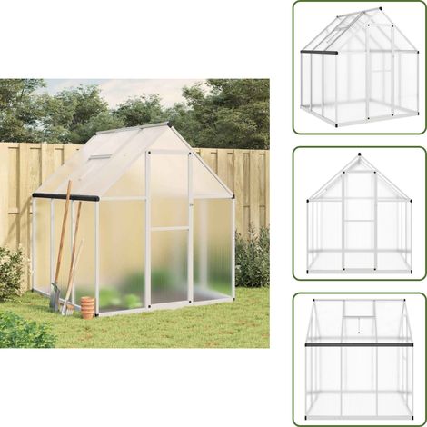 The Living Store Serre avec cadre de base argent 169x169x195 cm aluminium - Serre Jardin - Serre Aluminium - Serre Portable - Abri Jardin - Protection Plante
