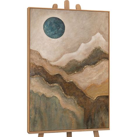 Gemälde Smaragdgrüne Sonne Rahmen Eichefarben 120x80 cm (1/5)