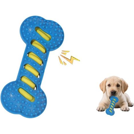 Juguete interactivo para perros con sonido crujiente, fabricado en TPR, duradero y resistente, el juguete tu fiel amigo cuatro patas (azul) (1/5)