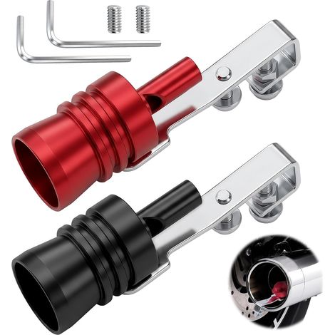 2Pcs Sifflet Turbo Échappement Voiture, Sifflet Pot Échappement Aluminium, Bruit Échappement Sport Voiture, Turbo Whistle Sound Universel pour Pot d'Échappement Auto Moto,Noir, Rouge (1/5)
