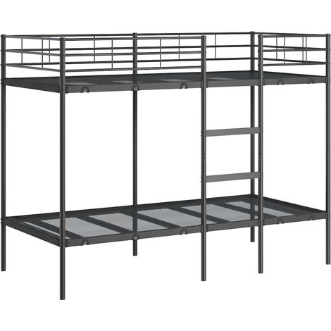 Lit simple Lit adulte Lit superposé sans matelas noir 100x190 cm acier (1/5)