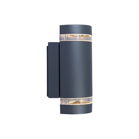 Lámpara de pared exterior Focus antracita 2xGU10 IP44 con iluminación hacia arriba y hacia abajo. (1/2)