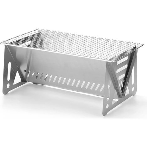 Nouveau barbecue pliable en acier inoxydable - Barbecue à charbon pour grillades, usage domestique et extérieur, modèle portable - Barbecue pliable grand format (avec grille) (1/5)