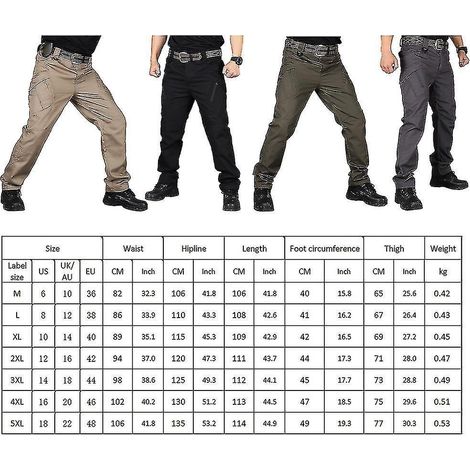 Pantalon cargo tactique imperméable New Soldier pour homme, idéal pour le travail et les activités de plein air en extérieur - Taille 4XL - Kaki (1/3)