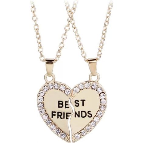 Collier chien duo Best Friends - 2 colliers coeur strass doré - Bijou réglable pour chien et chat (1/5)