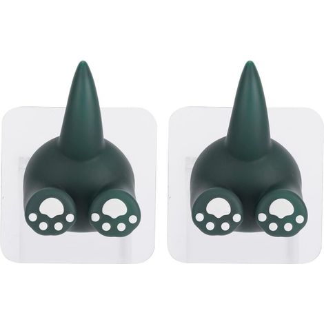 2Pcs Animal Tail Hook Cute Pet Hooks Cute Cartoon Animal Tail Hook Animal Tail Sucker Hook (dinosaur green)