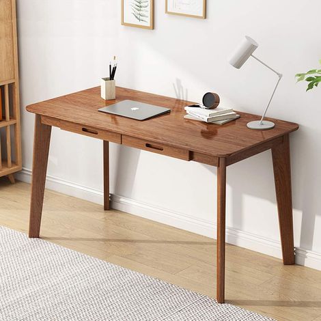 Petit bureau en bois avec tiroirs - Bureau d'ordinateur à domicile - Noyer - 80 cm (1/5)