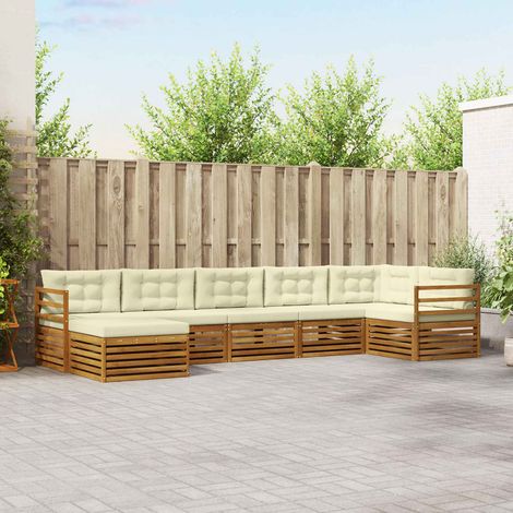 vidaXL Outdoor-Sofagarnitur mit Kissen 7 pcs Natur und Creme (1/5)