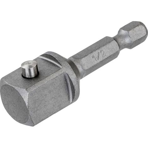 Adapter 1/4" Sechskant auf 1/2" Vierkant / Größe: 52 mm / Beschreibung: Schwarz DT7512-QZ