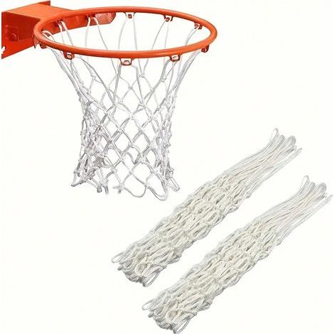 2 robuste, verstärkte Basketballnetze, rot-weißes Netz für Turnhalle, Freiplatz, Park und Training, Weiß (1/5)