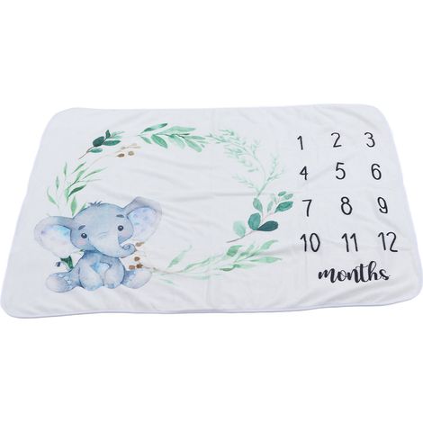 Couverture mensuelle pour bébé, douce et sûre, motif éléphant et branches, taille adaptée, fond pour photos de nouveau-né (1/5)