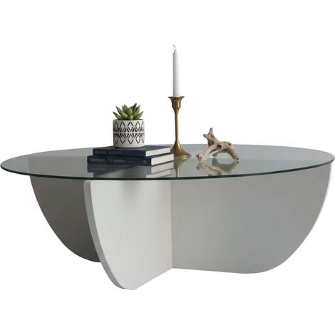 Dmora - Wohnzimmertisch Phoebe, Niedriger Wohnzimmertisch, Kaffeeregal, Couchtisch für Sofa, 90x90h30 cm, Weiß, mit verstärkter Verpackung