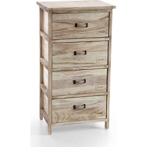 HOME CASSETTIERA IN LEGNO DECORATA A 4 CASSETTI 40X 29 XH73 CM NATURAL (1/2)