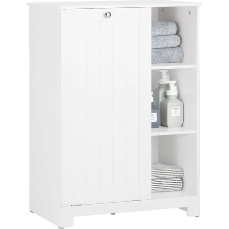 Armario para la ropa sucia, bolsa de lavandería plegable, 3 estantes abiertos, BLANCO (1/5)