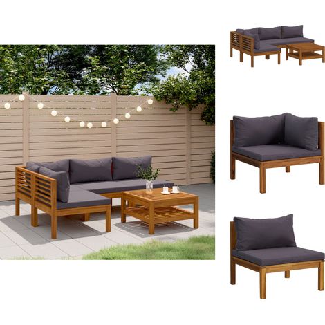 Gartenmöbel-Sets - Living 5-tlg. Garten-Lounge-Set mit Auflage Massivholz Akazie (1/5)