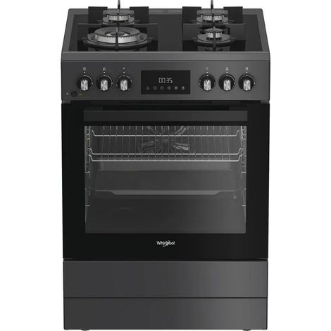 Whirlpool – Cuisinière gaz 72l 4 feux anthracite – Brûleur triple couronne 2000W – Nettoyage par catalyse – Four multifonction A+ (1/5)