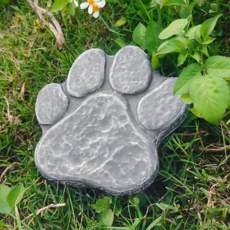 Pietra commemorativa con impronta di zampa di cane, scritta fai da te, lapide, monumento per animali domestici, per prato esterno, patio, roccia grigia (1/4)