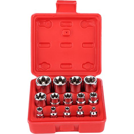 Acouto 14-teiliges E-Typ Stern-BIT-STECKDOSE-Set E4 - E24 / 4" 3/8" / 2" WERKZEUG REPARATUR WORTE TOLL GROSSE BIT-STECKDOSE STECKDOSE TORX ANZEIGT 1/2. (1/5)