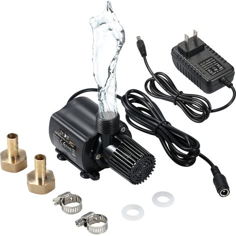 DECDEAL Bürstenlose Wasserpumpe, ultraleise 12-V-Mikro-Wasserpumpe, wasserdichte Tauchpumpe für Springbrunnen, Aquarien und Teiche, Förderleistung 800 l/h, 15 W, Förderhöhe 5 m, inkl. Befestigungsbüge (1/5)