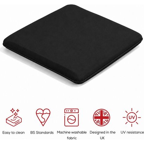 SP Seat Pad Cushion (Pack of 2) - L40 x W38 x H4 cm - Black