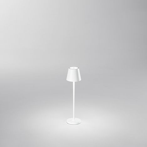 Lampada Tavolo Esterno Moderna Mini Diva Alluminio Bianco Led 1,5W 3000K