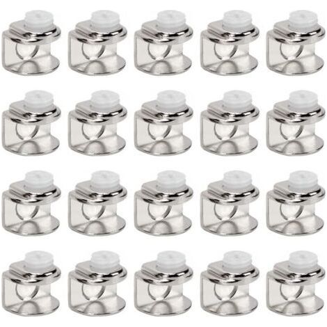 Set of 20 Adjustable Glass Clamps Shelf Support for 4 to 9 mm Thick Glass, Wall Mounting with Screws (1/5)