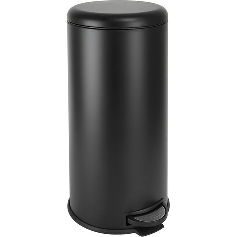 SVITA T30 Mülleimer 30Liter Edelstahl Treteimer Abfalleimer Mülltonne Schwarz