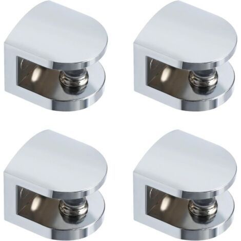 Glass Shelf Bracket, Adjustable Clip Bracket, Wall Bracket for 8-10mm Glass Shelf, Bathroom Bracket, Polished Chrome Replacement Parts, Pack of 4 (1/4)