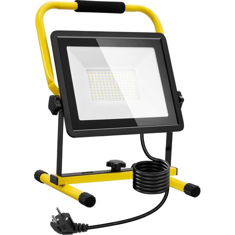 Projecteur LED Chantier 100W, 10000LM Blanc Froid, Étanche IP66, Portable avec Câble de 9.84FT, Aluminium et Verre, Moderne, Pour Extérieur, Garage, Atelier (1/5)
