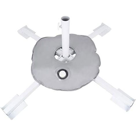 Pied de parasol pliable avec sac à eau pour la plage, la pêche, la terrasse, en acier réglable, pour bâtons de 2 cm à 3,6 cm jusqu'à 3,2 m de haut (blanc) (1/5)