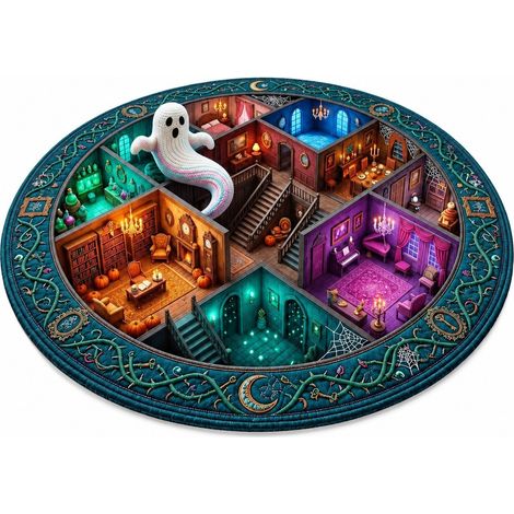 Tapis de sol rond Halloween, velours cristal, doux et lavable, cosplay, salon/chambre, commande personnalisée - Style 19 (1/5)