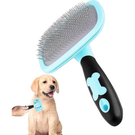 Brosse carde large, rotative à 360°, flexible, pour chiens et chats à poils longs. (1/4)