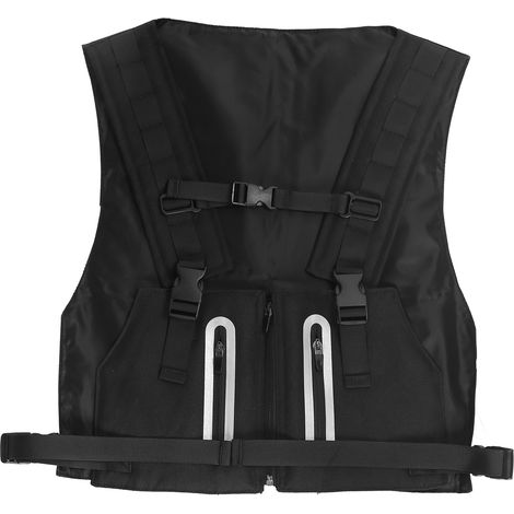 Gilet réfléchissant extérieur multifonction en polyester, sécurité ajustable, gilet de cyclisme noir (1/5)