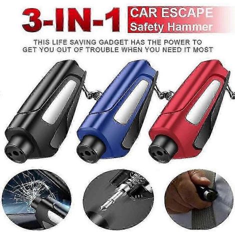 Marteau brise-vitre d'urgence avec coupe-ceinture de sécurité - Outil de dépannage automobile noir pour la sécurité