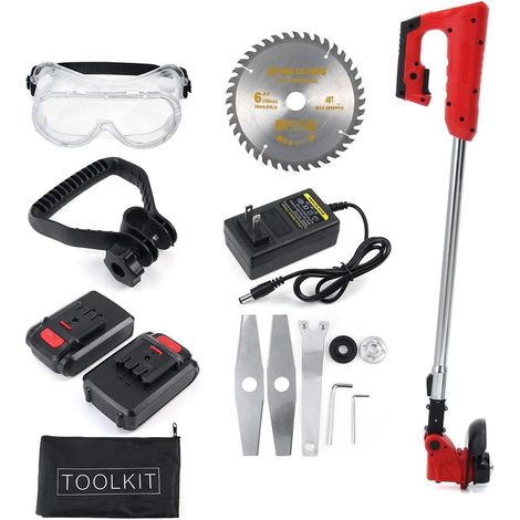 Tondeuse à Gazon électrique 2 pièces Li-ION Batterie Coupe-Herbe sans Fil 6 en dégagement Automatique Coupe-chaîne élagage Outils de Jardin (Color : Rot, Size : W) (1/5)